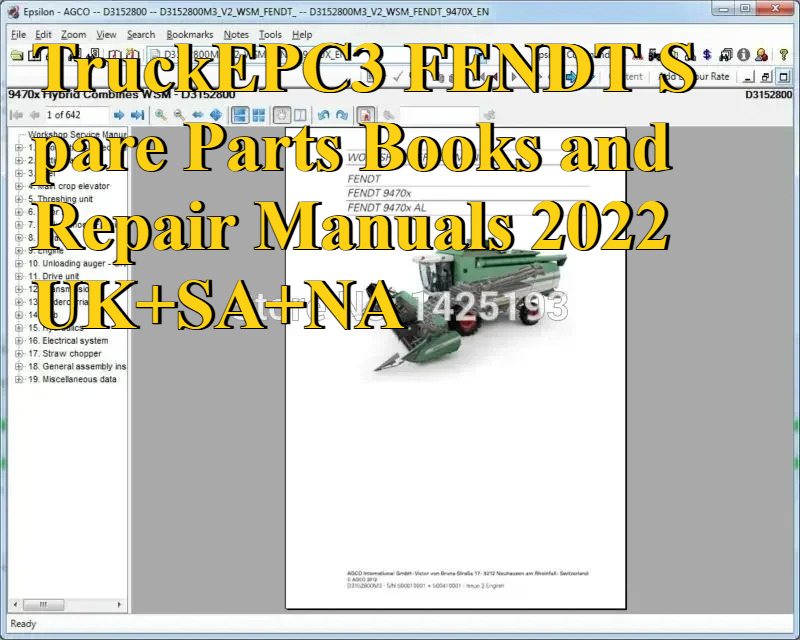 Books - TruckEPC3 FENDT หนังสืออะไหล่และคู่มือซ่อม 2022 UK+SA+NA