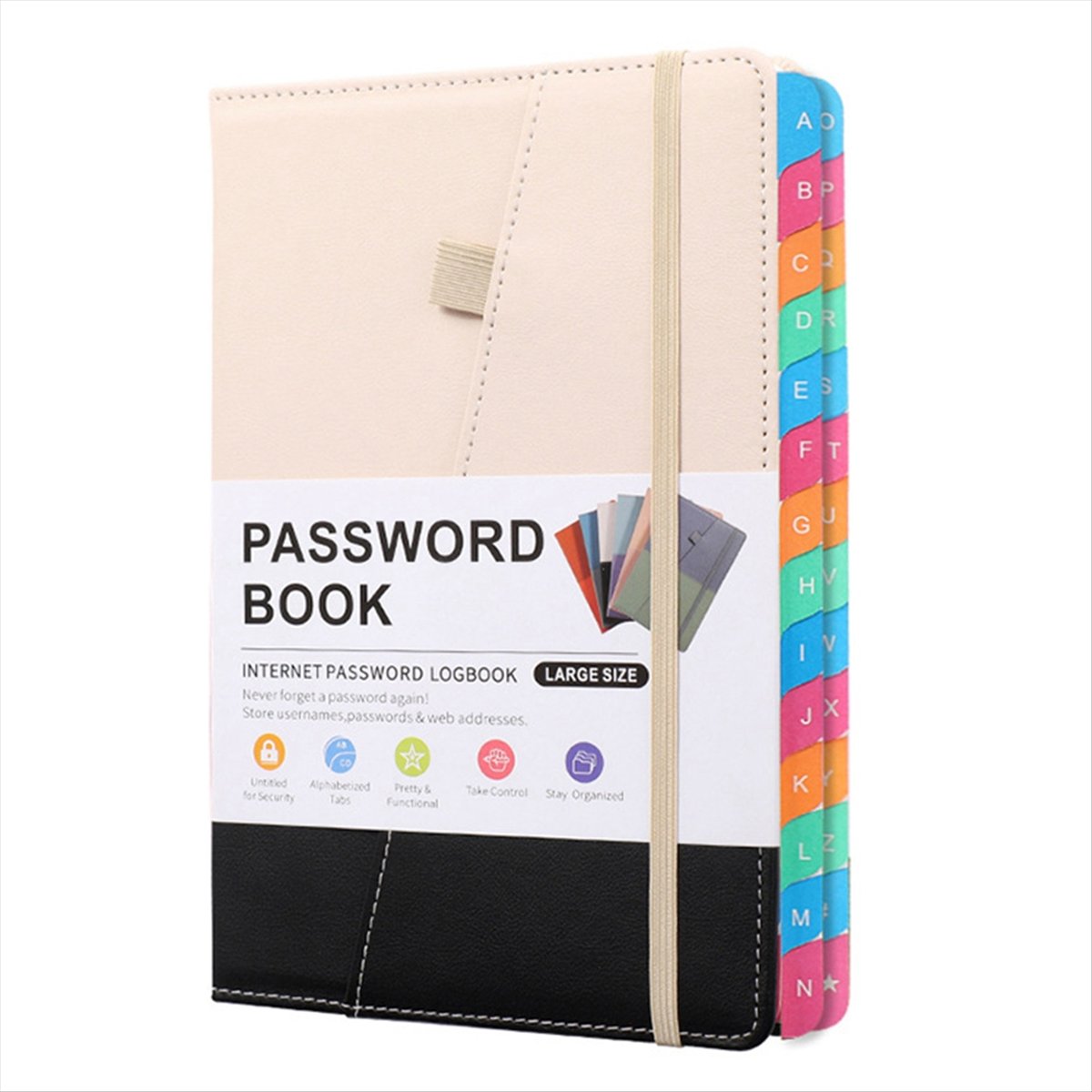 Books - N82R สมุดจดรหัสผ่านพร้อมแท็บตัวอักษรสีสันสดใสและที่คั่นหนังสือสองอัน สำหรับผู้สูงอายุ 8.4X5.9 นิ้ว ที่อยู่อินเทอร์เน็ต
