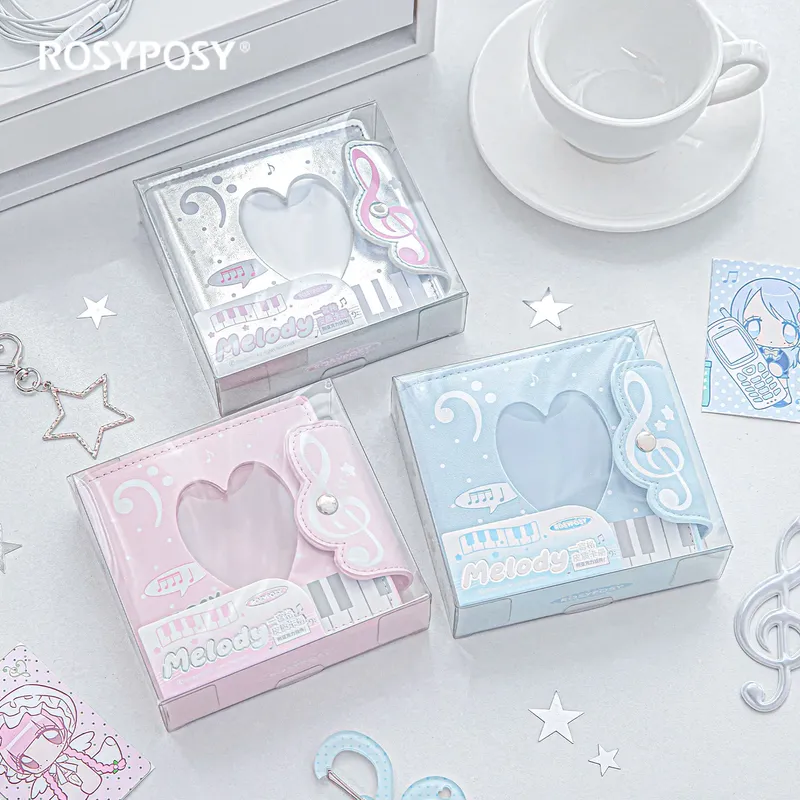 Blank Sheet Music Notebook - สมุดใส่การ์ดรูปภาพลายโน้ตดนตรี Rosyposy รุ่นใหม่ แบบใส่ใบได้ สวยงาม สำหรับเก็บการ์ดรูปภาพ