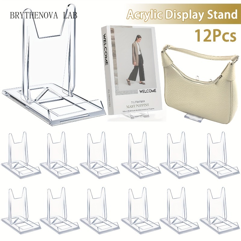 Clear Acrylic Book Stand Holder - 12 ชิ้น 5/ แท่นโชว์อะคริลิคใส ขนาดเล็ก ปรับได้