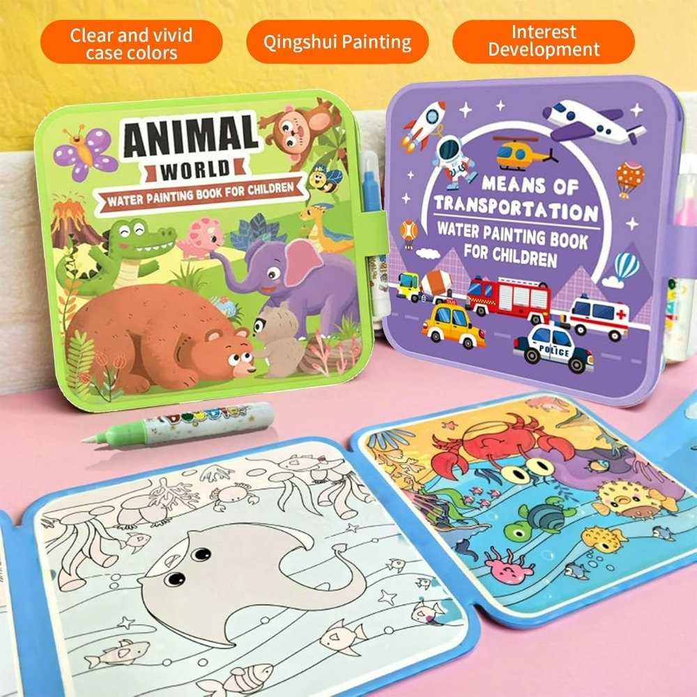 ชุดสมุดระบายสีน้ำวิเศษพร้อมปาก - Reusable Water Magic Coloring Book บทวิจารณ์และราคา