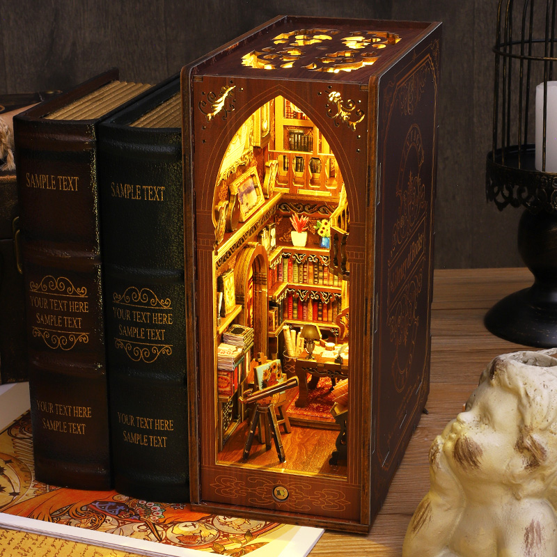 DIY Book Nook ชั้นวางชุด 3D ปร - Diy Wooden Book Nook Kit Shelf Insert บทวิจารณ์และราคา