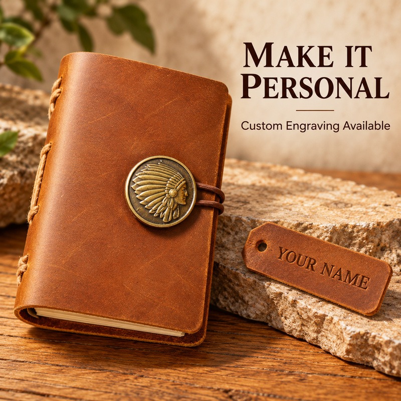 สมุดโน้ตหนังทำมือขนาดเล็กสำหรั - Vintage Leather Journal Notebook บทวิจารณ์และราคา