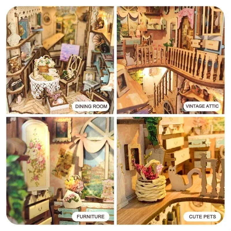 ชุดทำเองแบบจำลองชั้นวางหนังสือ - Diy Wooden Book Nook Kit Shelf Insert บทวิจารณ์และราคา