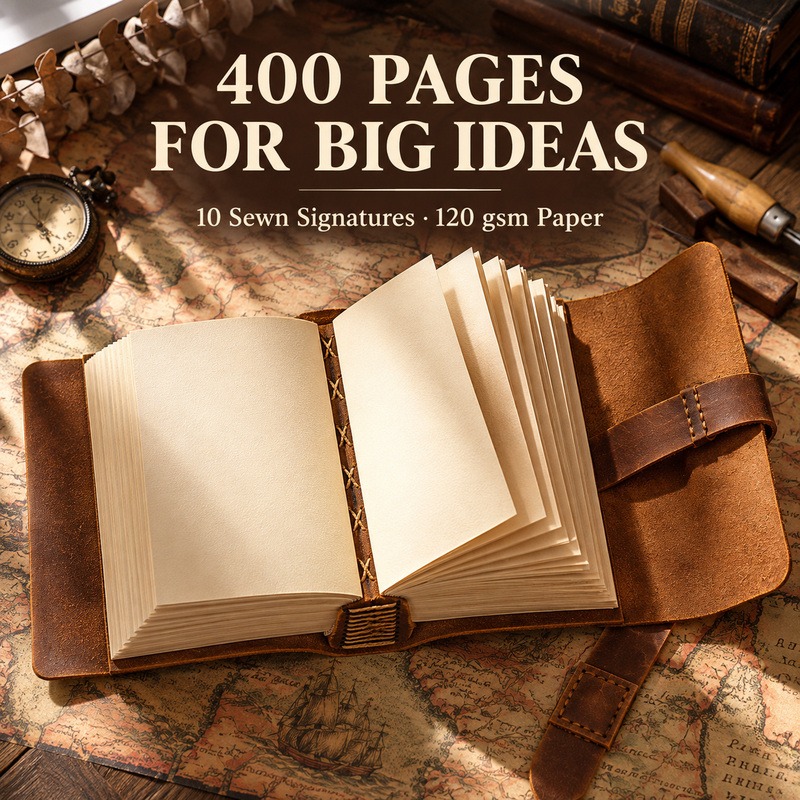 สมุดบันทึกหนังทำมือสำหรับนักเด - Vintage Leather Journal Notebook บทวิจารณ์และราคา